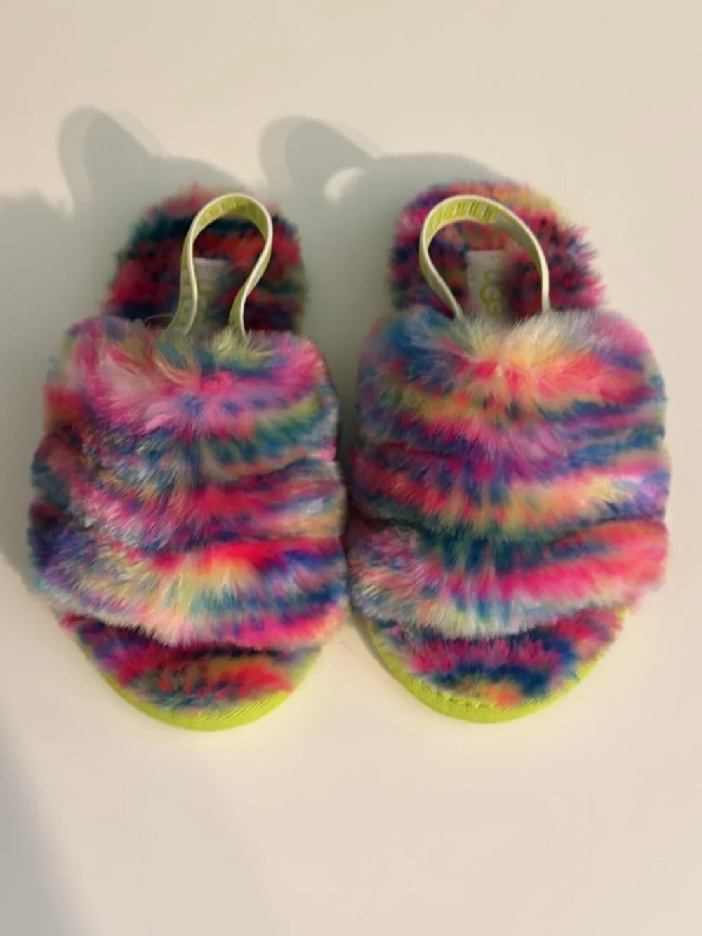 UGG Fluff Yeah Toddler Girls Slides Size 9 – Rainbow Tie Dye – New Without Tags